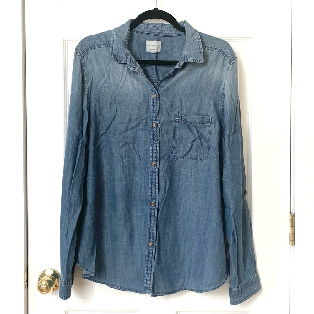 AE American Eagle Boyfriend Fit Denim/Chambray Shirt sz XL